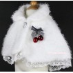 White Soft Fur with Cherry Shawl Coat SH33 